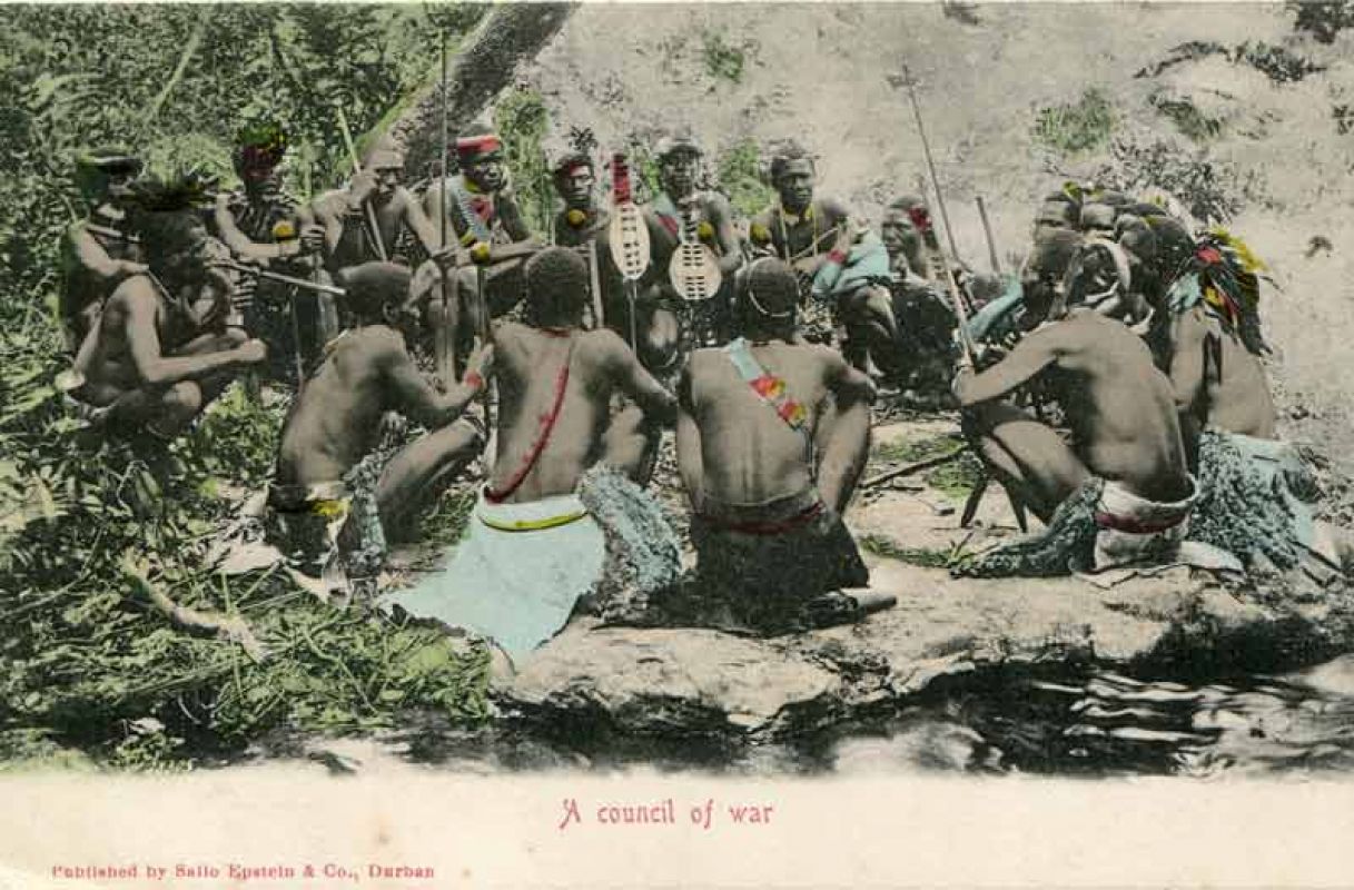 Council of war, South Africa around 1900 - Kriegsrat, historische Ansichtskarte, Südafrika um 1900