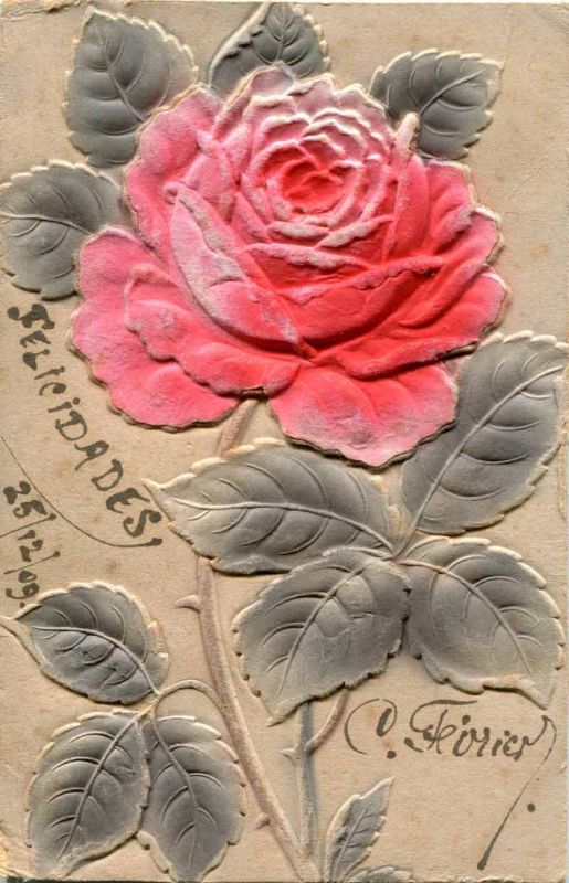 Postkarte von C. Février, "Felicidades"