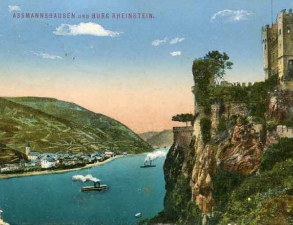 Assmannshausen und Burg Rheinstein um 1912