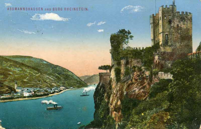 Assmannshausen und Burg Rheinstein um 1912